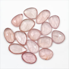 Rose Quartz Rose Cut Cabochons | Freeform Soft Pink Gemstones for Jewelry & Healing - 15 Pieces
