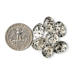 Black Dot Rutile Smooth Cabochons | Freeform Gems with Natural Inclusions For Jewelry Making - 7 pieces