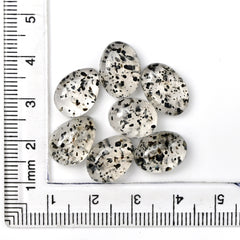 Black Dot Rutile Smooth Cabochons | Freeform Gems with Natural Inclusions For Jewelry Making - 7 pieces