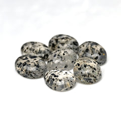 Black Dot Rutile Smooth Cabochons | Freeform Gems with Natural Inclusions For Jewelry Making - 7 pieces