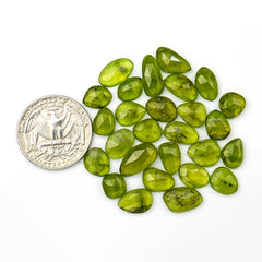 Natural Vesuvianite Rose Cut Gemstones | Freeform Cabochon Lot for Handmade Jewelry - 27 Pieces