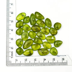Natural Vesuvianite Rose Cut Gemstones | Freeform Cabochon Lot for Handmade Jewelry - 27 Pieces