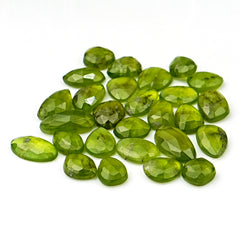 Natural Vesuvianite Rose Cut Gemstones | Freeform Cabochon Lot for Handmade Jewelry - 27 Pieces