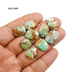 Raw-Cut Nevada Turquoise Rosecut Gemstone | Untamed Desert Beauty For Jewelry Making - 9 Pieces