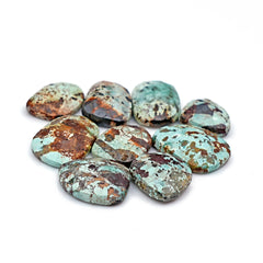 Nevada Turquoise Freeform Rose Cut Cabochons | Natural Stones with Matrix for Jewelry Making - 9 Pieces