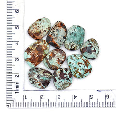 Nevada Turquoise Freeform Rose Cut Cabochons | Natural Stones with Matrix for Jewelry Making - 9 Pieces