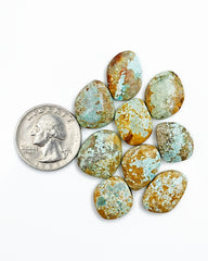 Natural Nevada Turquoise Cabochons | Earthy Blue-Green Gemstones for Jewelry - 9 Pieces