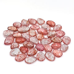Strawberry Quartz Rosecut | Freeform Gemstones for Jewelry Making - 38 Pieces