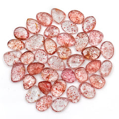 Strawberry Quartz Rosecut | Freeform Gemstones for Jewelry Making - 38 Pieces