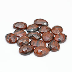 Mahogany Obsidian Rosecut Cabochons | Freeform Faceted Stones for Jewelry Making - 15 Pieces