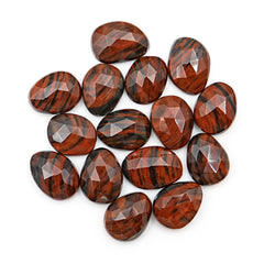 Mahogany Obsidian Rosecut Cabochons | Freeform Faceted Stones for Jewelry Making - 15 Pieces