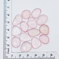 Natural Rose Quartz Cabochons | Freeform Rose Cut Faceted Gemstones for Jewelry - 15 pieces