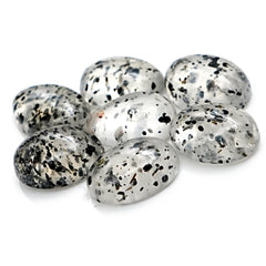 Black Dot Rutile Smooth Cabochons | Freeform Gems with Natural Inclusions For Jewelry Making - 7 pieces