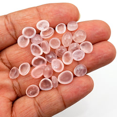 Rose Quartz Freeform Cabochon |Pink Crystal Gemstones for Jewelry Making - 29 Pices
