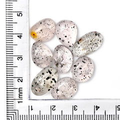 Pink Dot Rutile Smooth Cabochons | Rare Freeform Gems with Natural Inclusions - 8 pieces