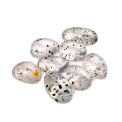 Pink Dot Rutile Smooth Cabochons | Rare Freeform Gems with Natural Inclusions - 8 pieces