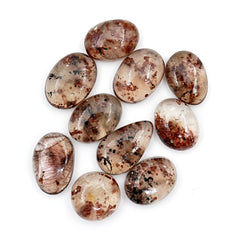Garnet Inclusion in Quartz Cabochons | Freeform Natural Gemstones - 10 Pieces