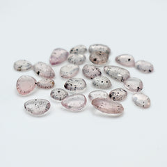 Pink Dot Rutile Rosecut Cabochons | Rare Mix Gems with Natural Inclusions - 24 pieces