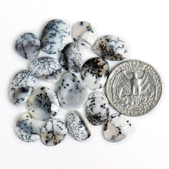 Dendritic Agate Rose Cut Cabochons | Natural Flatback Loose Gemstones For Jewelry Making - 15 Pieces