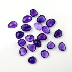Amethyst Rose Cut Cabochon | Freeform Natural Purple Gemstone for Jewelry Making - 20 Pieces