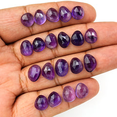Amethyst Rose Cut Cabochon | Freeform Natural Purple Gemstone for Jewelry Making - 20 Pieces