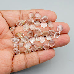 Herkimer Diamond Cabochons | Freeform Natural Double Terminated Quartz - 36 Pieces