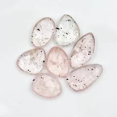 Pink Dot Rutile Rosecut Cabochons | Rare Mix Gems with Natural Inclusions - 7 pieces