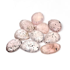 Pink Dot Rutile Rosecut Cabochons | Rare Mix Gems with Natural Inclusions - 10 pieces