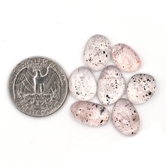 Pink Dot Rutile Smooth Cabochons | Rare Freeform Gems with Natural Inclusions - 7 pieces