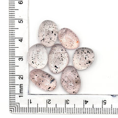 Pink Dot Rutile Smooth Cabochons | Rare Freeform Gems with Natural Inclusions - 7 pieces