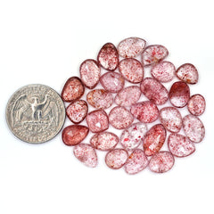 Strawberry Quartz Rosecut | Freeform Pink Gemstones for Handmade Jewelry - 29 Pieces