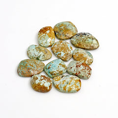 Natural Nevada Turquoise Rose Cut Cabochons | Rustic Freefom Gemstones - 11 Pieces
