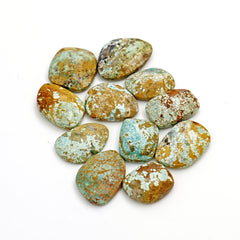 Natural Nevada Turquoise Rose Cut Cabochons | Rustic Freefom Gemstones - 11 Pieces