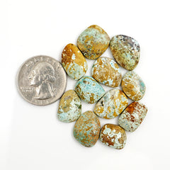 Natural Nevada Turquoise Rose Cut Cabochons | Rustic Freefom Gemstones - 11 Pieces