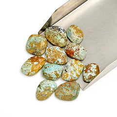 Natural Nevada Turquoise Rose Cut Cabochons | Rustic Freefom Gemstones - 11 Pieces