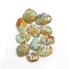Natural Nevada Turquoise Rose Cut Cabochons | Rustic Freefom Gemstones - 11 Pieces