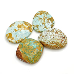 Nevada Turquoise Rosecut Cabochons | Bold Matrix Gemstones for Jewelry Making - 4 Pieces