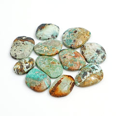 Natural Nevada Turquoise Rosecut Cabochons | Gemstones for Artisan Jewelry - 11 Pieces