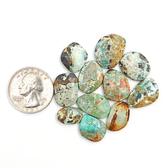Natural Nevada Turquoise Rosecut Cabochons | Gemstones for Artisan Jewelry - 11 Pieces