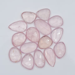 Freeform Rose Quartz Cabochons | Rose Cut Pink Gemstones for Jewelry - 15 Pieces