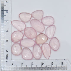 Freeform Rose Quartz Cabochons | Rose Cut Pink Gemstones for Jewelry - 15 Pieces
