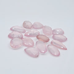 Freeform Rose Quartz Cabochons | Rose Cut Pink Gemstones for Jewelry - 15 Pieces