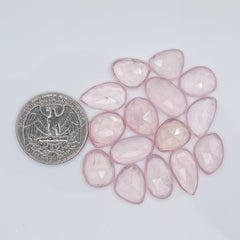 Freeform Rose Quartz Cabochons | Rose Cut Pink Gemstones for Jewelry - 15 Pieces