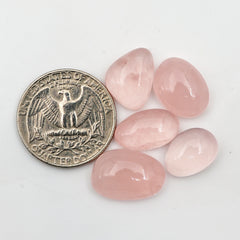 Rose Quartz Cabochons | Mixed Shape Polished Gemstones for Jewelry Making - 5 Pieces