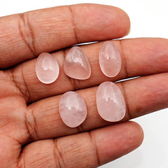 Rose Quartz Cabochons | Mixed Shape Polished Gemstones for Jewelry Making - 5 Pieces