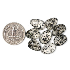 Black Dot Quartz Rosecut Cabochons | Freeform Galaxy-Inspired Gems For Jewelry Making - 8 Pieces