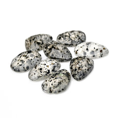 Black Dot Quartz Rosecut Cabochons | Freeform Galaxy-Inspired Gems For Jewelry Making - 8 Pieces