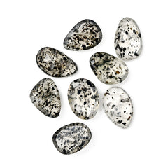 Black Dot Quartz Rosecut Cabochons | Freeform Galaxy-Inspired Gems For Jewelry Making - 8 Pieces