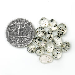 Black Dot Rutile Smooth Cabochons | Freeform Gems witral Inclusions For Jewelry Making - 13 pieces