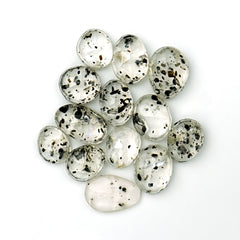 Black Dot Rutile Smooth Cabochons | Freeform Gems witral Inclusions For Jewelry Making - 13 pieces